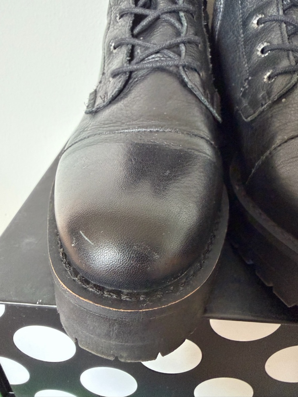 Sam Edelman Black Leather Lace-Up Combat Boots with Buckle - Picture 7 of 11
